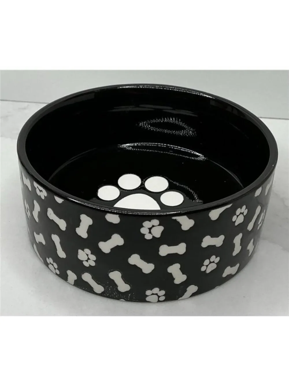 10 Strawberry Street Pet Bowl White Bone Embossed Ceramic New